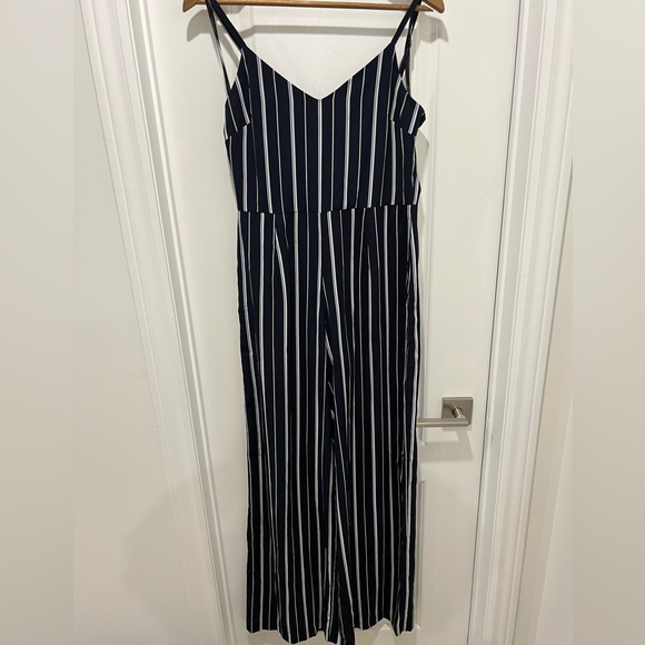 Navy Blue and White Striped Jumpsuit! Size S - Picture 3 of 3